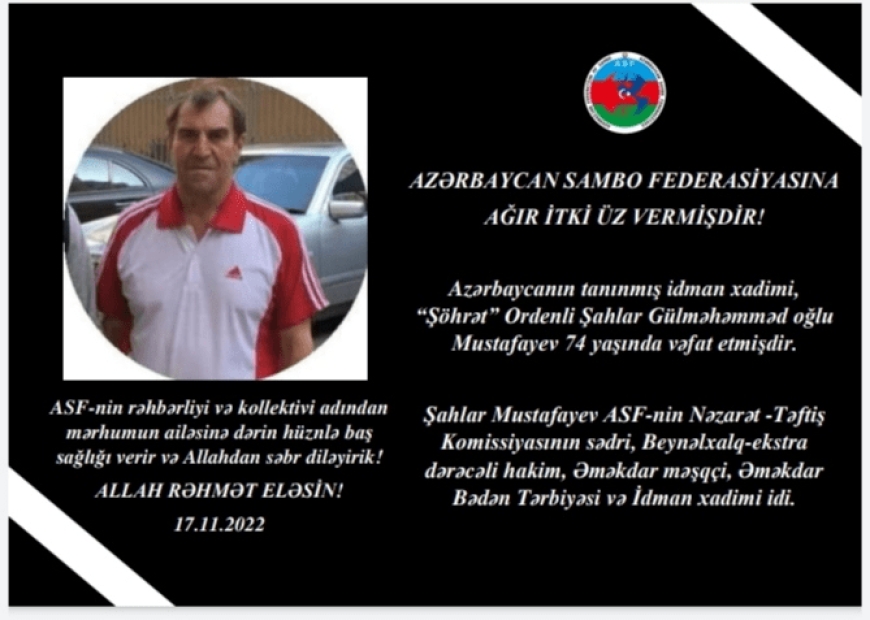 SAMBO GÜLƏŞİ ÜZRƏ TANINMIŞ İDMAN XADİMİ VƏFAT ETDİ